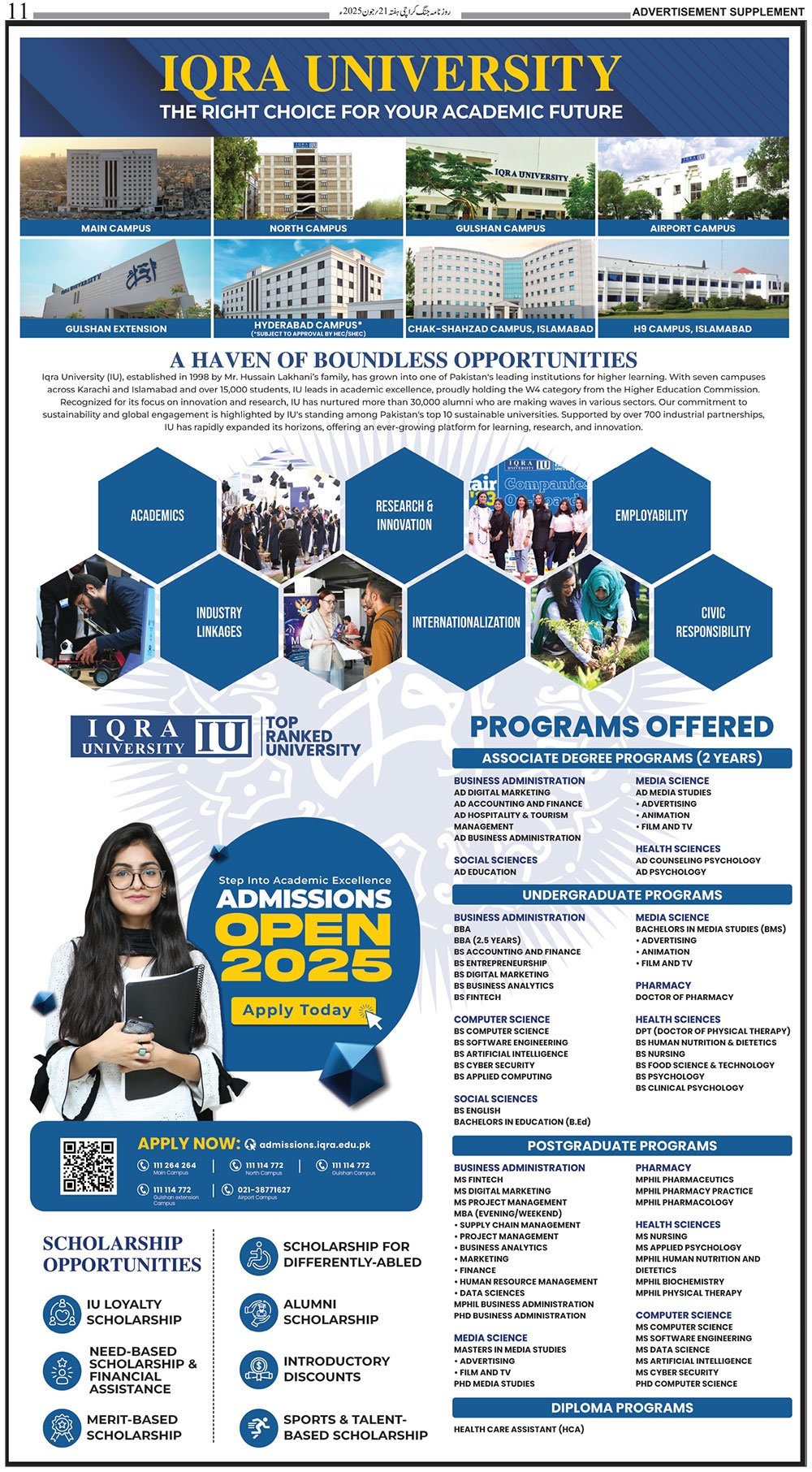 Admission Open in Iqra University
